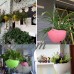 Sky Blue Plastic Hanging Flower Pot Chain Plant Planter Basket Home Office Garden Decor   